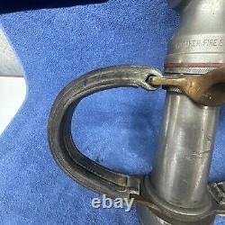 Vintage Grether Fire Nozzle Dayton Ohio Firefighter Leather Handles 18