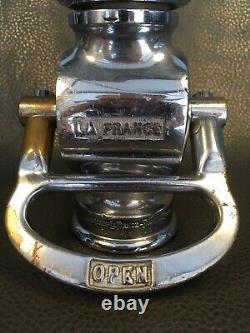 Vintage Lafrance Chrome Over Brass Lever Shut Off With Elkhart Fire Nozzle Tip