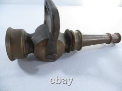 Vintage Moon Brass Fire Hose Nozzle 9.5 Long 1/2 Opening
