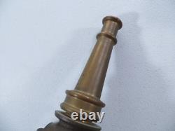 Vintage Moon Brass Fire Hose Nozzle 9.5 Long 1/2 Opening