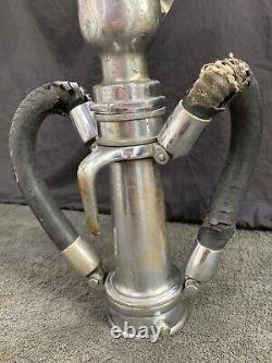 Vintage Morse Shut Off Nozzle Akron Brass Fire Hose Pipe withHandles 20 Tall Nice