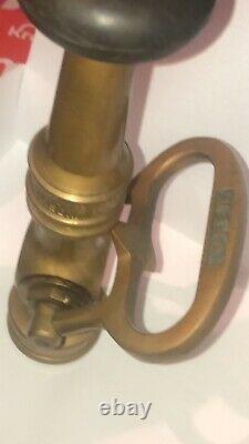 Vintage POWHATAN BRASS FIRE NOZZLE WITH BRASS HANDLE INTACT 1 1/2 Inch