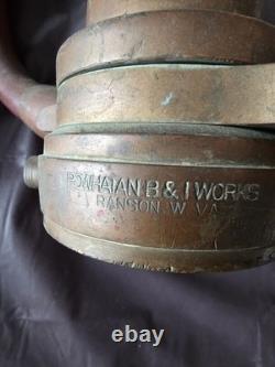 Vintage POWHATAN Fire Hose Nozzle Brass Decor B&I Works