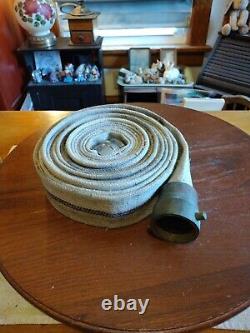 Vintage Pair Cloth Fire Fighter Hose Rolls With Couplings