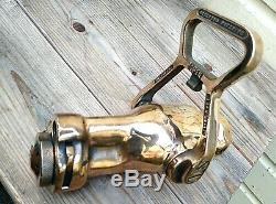 Vintage Polished Brass Rockwood Sprinkler Co. Water Fog NozzleFire Hose Navy
