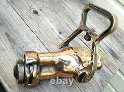 Vintage Polished Brass Rockwood Sprinkler Co. Water Fog NozzleFire Hose Navy