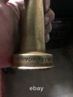 Vintage Powhatan B&I Works 10 Brass Firehose Hose Fire Fighting Nozzle