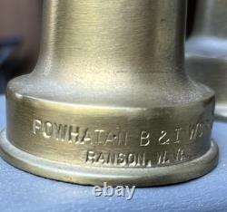 Vintage Powhatan B&I Works Brass Fire Hose Nozzle Lot of 3 Ranson WV Firefighter