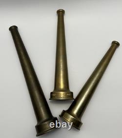 Vintage Powhatan B&I Works Brass Fire Hose Nozzle Lot of 3 Ranson WV Firefighter