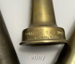 Vintage Powhatan B&I Works Brass Fire Hose Nozzle Lot of 3 Ranson WV Firefighter
