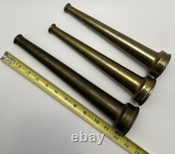 Vintage Powhatan B&I Works Brass Fire Hose Nozzle Lot of 3 Ranson WV Firefighter