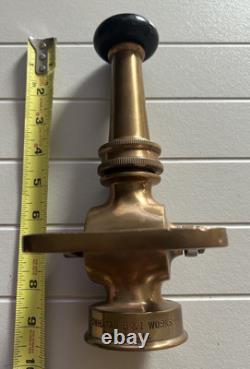 Vintage Powhatan B & I Works Brass Fire Nozzle Shut Off 1/2 Nozzle Clean
