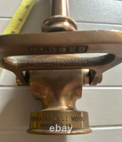 Vintage Powhatan B & I Works Brass Fire Nozzle Shut Off 1/2 Nozzle Clean
