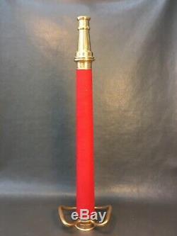 Vintage Powhatan Brass 30 Inch 2 1/2 Inch Fire Nozzle Play Pipe With Red Cord