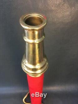 Vintage Powhatan Brass 30 Inch 2 1/2 Inch Fire Nozzle Play Pipe With Red Cord