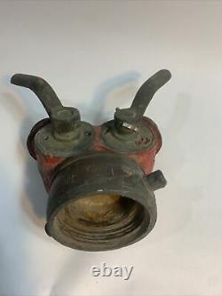 Vintage Powhatan Brass Fire Hose Hydrant Splitter Nozzle Two Male Ends
