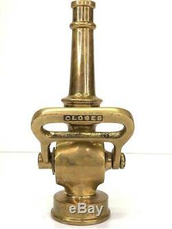Antique Solid Brass Fire Hose Nozzle Powhatan U vintage water spray firefighter 