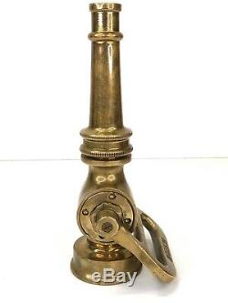 Antique Solid Brass Fire Hose Nozzle Powhatan U vintage water spray firefighter 