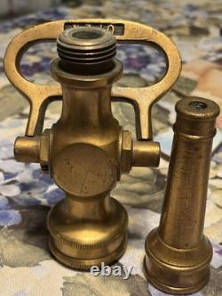 Vintage Powhatan Brass Fire Hose Nozzle With Working Valve