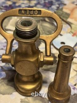Vintage Powhatan Brass Fire Hose Nozzle With Working Valve