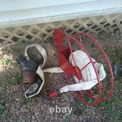 Vintage Rare Fire Hose Brass 4in Spliter Red Reel And All The Fittings