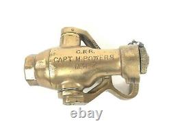 Vintage Rockwood Sprinkler Co. Fire Hose Nozzle Brass CFR Capt. M. Powers M. H. T