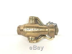 Vintage Rockwood Sprinkler Co. Fire Hose Nozzle Brass CFR Capt. M. Powers M. H. T