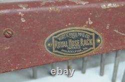 Vintage Royal Hose Rack Fire Hose Hanger Nozzle Firefighter Fireman Wirt & Knox