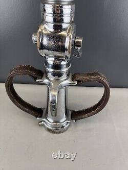 Vintage Seagrave 21/2 In. Playpipe Fire Nozzle Chrome, Leather Strap Handles