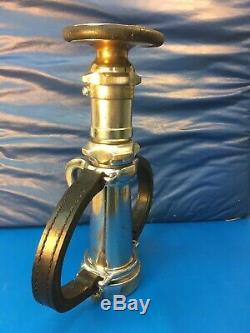 Vintage Seagrave Chrome / Brass 21/2 In. Play Pipe Fire Nozzle / AM. LAFRANCE Tip