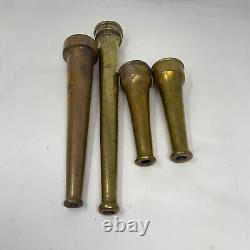Vintage Solid Brass Fire Fighting Hose Nozzles LOT OF 4