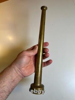 Vintage Solid Brass Fire Hose Nozzle Tip 12 Tapered Threaded End Antique Fire