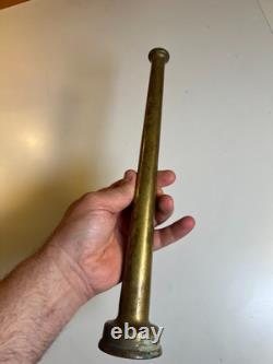 Vintage Solid Brass Fire Hose Nozzle Tip 12 Tapered Threaded End Antique Fire