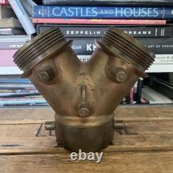 Vintage Solid Brass Fire Hydrant Siamese Water Hose Wye Y Splitter 3 Thread 6LB
