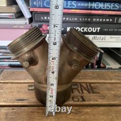 Vintage Solid Brass Fire Hydrant Siamese Water Hose Wye Y Splitter 3 Thread 6LB