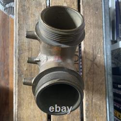 Vintage Solid Brass Fire Hydrant Siamese Water Hose Wye Y Splitter 3 Thread 6LB