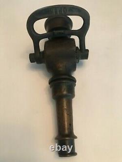 Vintage Solid Brass Sealand Fire Hose Nozzle With Shut Off Lever