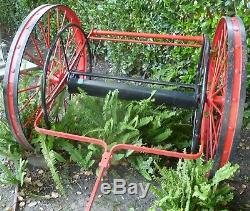 Vintage Steel Wheel Fire Hose Cart