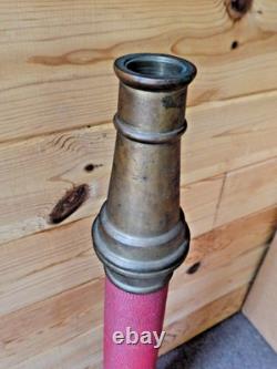 Vintage UNDERWRITERS 10-67 wrapped brass FIRE HOSE PLAYPIPE with NOZZLE 30 Nice