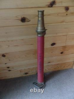 Vintage UNDERWRITERS 10-67 wrapped brass FIRE HOSE PLAYPIPE with NOZZLE 30 Nice