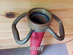 Vintage UNDERWRITERS 10-67 wrapped brass FIRE HOSE PLAYPIPE with NOZZLE 30 Nice