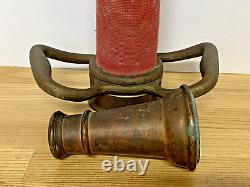 Vintage UNDERWRITERS Wrapped Brass Fire Hose Playpipe with Nozzle 30 inches