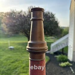 Vintage UNDERWRITERS Wrapped Brass Fire Hose Playpipe with Nozzle 31 inches
