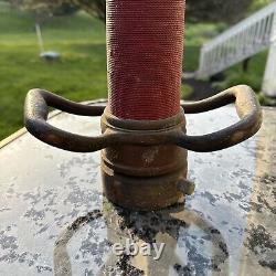 Vintage UNDERWRITERS Wrapped Brass Fire Hose Playpipe with Nozzle 31 inches