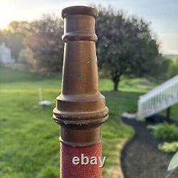 Vintage UNDERWRITERS Wrapped Brass Fire Hose Playpipe with Nozzle 31 inches