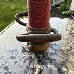 Vintage UNDERWRITERS Wrapped Brass Fire Hose Playpipe with Nozzle 31 inches