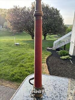 Vintage UNDERWRITERS Wrapped Brass Fire Hose Playpipe with Nozzle 31 inches