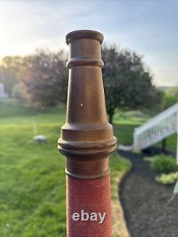 Vintage UNDERWRITERS Wrapped Brass Fire Hose Playpipe with Nozzle 31 inches