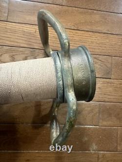 Vintage UNDERWRITERS Wrapped Brass Fire Hose Playpipe with Nozzle 31 inches Water