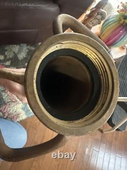 Vintage UNDERWRITERS Wrapped Brass Fire Hose Playpipe with Nozzle 31 inches Water